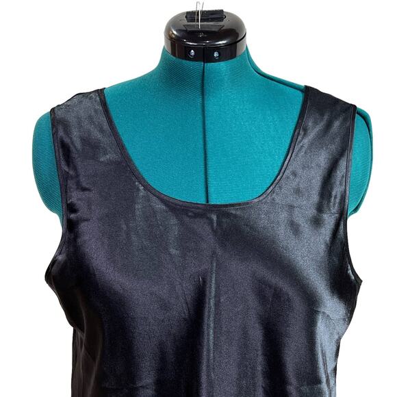 Cinema Shimmery Black Satin Ladies Camisole Cami Tank Top No Stretch - Picture 3 of 8